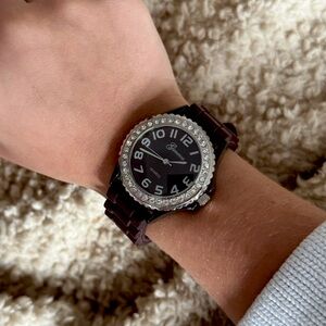 Vintage Burgundy Rhinestone Watch
